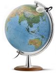 Räth DP4029 Globus Grossglobus 40cm Wallnussfarben, Verchromt Leuchtglobus, Doppelbildkartographie physisch/politisch Weltkugel Erde Earth World  Globe