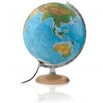30cm Globus Atmosphere B4 Silver Doppelbild- Leuchtglobus politisch/physisch Buche-Fuß Globe Earth World