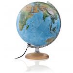 30cm Relief 3D Oberfläche Globus silver Atmosphere R4 Leuchtglobus politisch/physisch Buche-Fuß Globe Earth